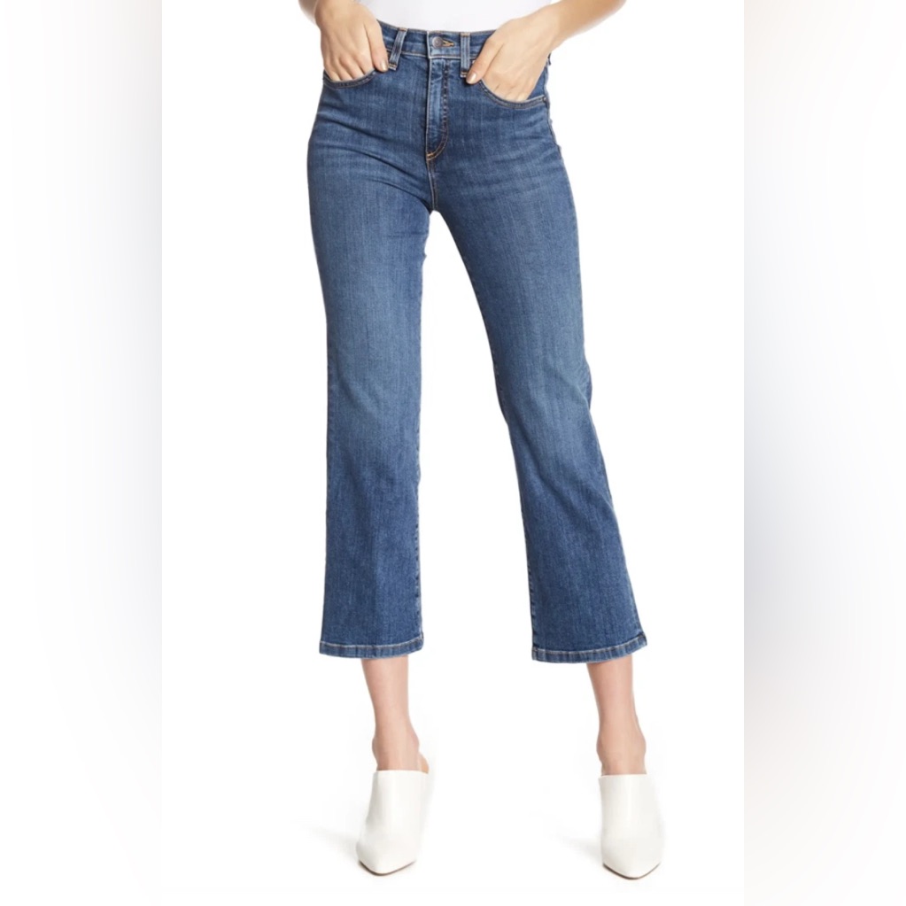Veronica Beard Jackie 10” High Rise Straight Cropped Oxford Wash Jeans Size 24